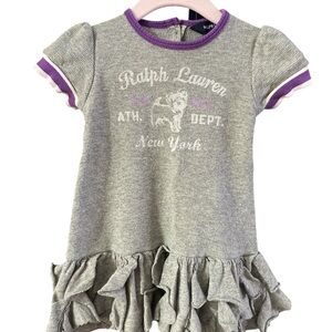 Ralph Lauren Baby Girl Gray Ruffle Dress Size 18M
